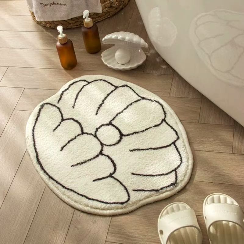 [Novo produto] criativo concha imitação de caxemira banheiro absorvente antiderrapante tapete de chão em formato especia