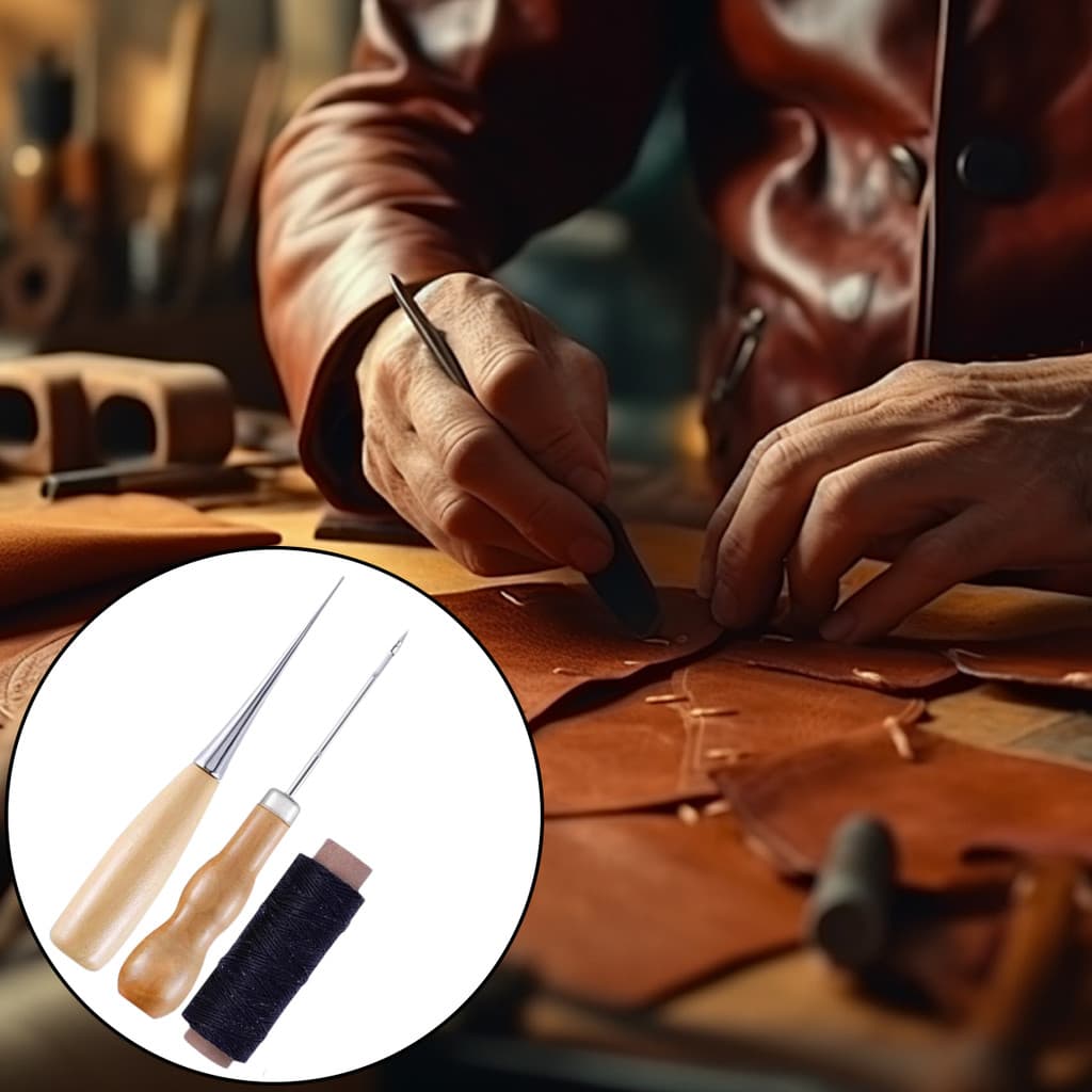 [wisdomt] 28 Peças Kit De Costura De Couro Ferramentas Artesanais Manual Furador Agulhas De Linha Encerada Faça Você Mes
