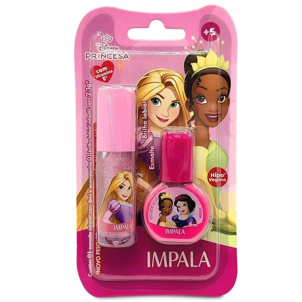 Kit Impala Princesas: 1 Esmalte e 1 Brilho Labial