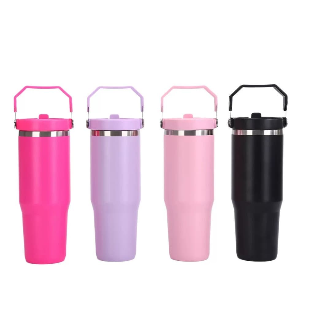 Garrafa Térmica Inox 900ml Tampa Flip Antivazamento | Alça para Transporte | Quente e Frio，Várias cores,COM LOGO
