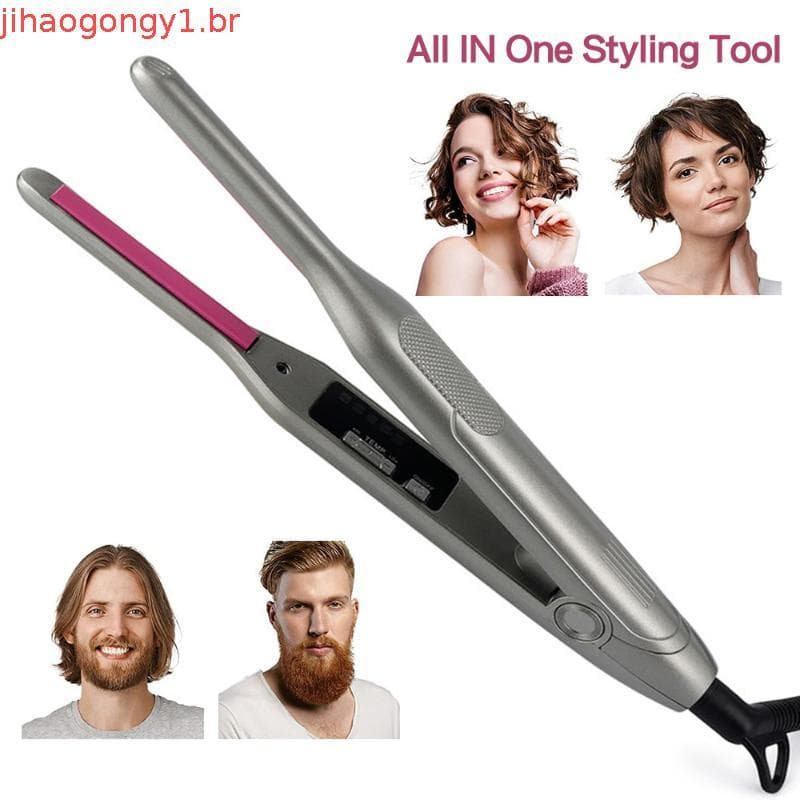 Nova 2 Em 1 Profissional Chapinha Para O Cabelo Curto Curling Ferro Alisador De Cabelo Led Alisador De Cabelo Barba Cer