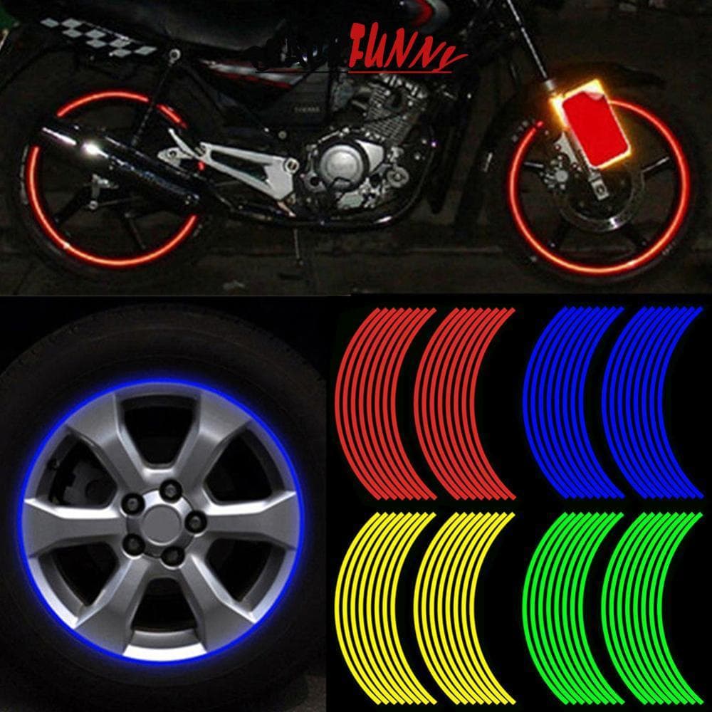 BLACKFUNNY 16 Unidades De 18 Polegadas Para Aro De Carro De Motocicleta Adesivo De Roda Decalque Reflexivo H8M6