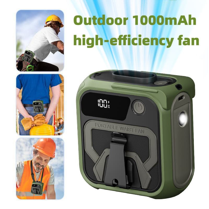 Ventilador Portátil de 10000mAh, Mini Ventilador de Cintura com 5 Velocidades, Recarregável por USB, Ventilador de Cintu