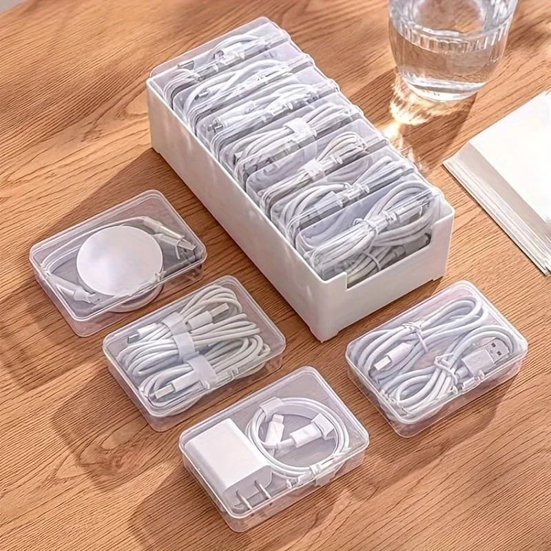 1 Conjunto de Caixa Organizadora de Cabos de Dados, Organizador de Cabos de Carregamento para Celular, Organizador de Ca