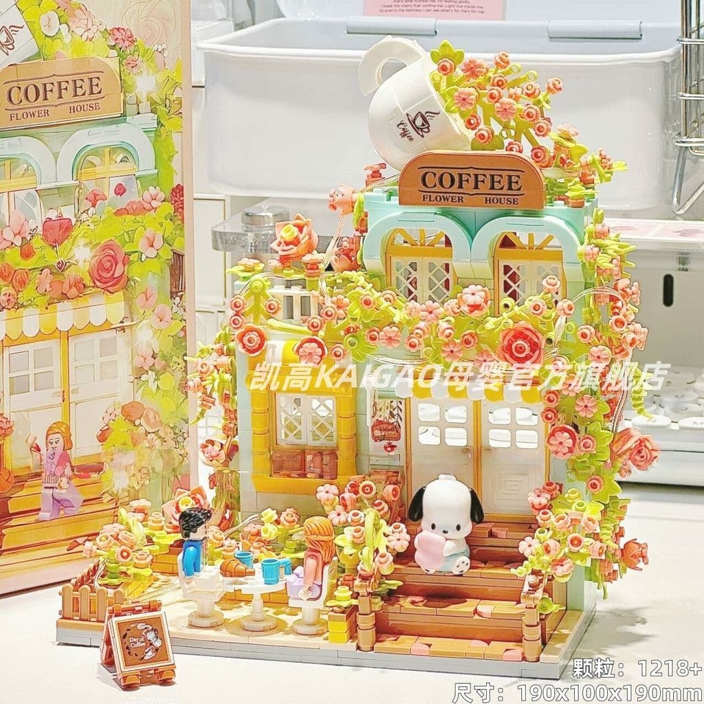 Blocos de construção montagem de decorações de construção com vista de rua enviar presentes de aniversário para meninas