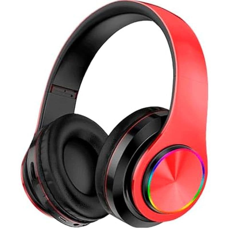 Fones De Ouvido Bluetooth Sem Fio Com Luzes LED Coloridas , Brancos | Som Estéreo HiFi , Peso Leve , Dobrável , Retroilu