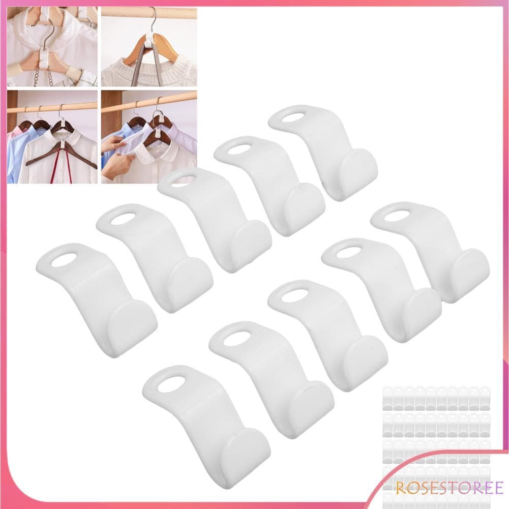 Rosestoree Gancho conector de cabide, 50 peças, economia de espaço, conectores de casaco para guarda-roupa, armário,