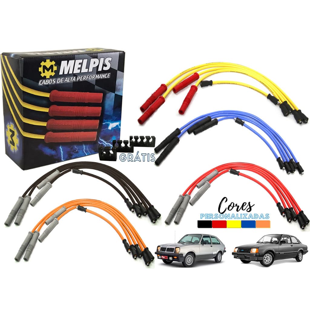 Cabos De Vela Esportivo Chevete Marajó Chevy 1.0/1.4/1.6 Todos 100% Silicone 10mm Alta performance Supressivos Tunning