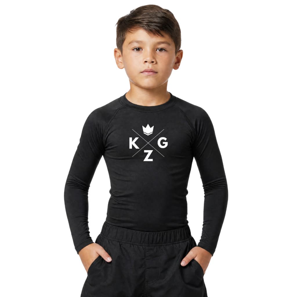 Camisa Rash Guard Manga Longa Infantil Proteção Solar fator 50+ JiuJitsu MMA Muay Thay Esportes - P M G GG