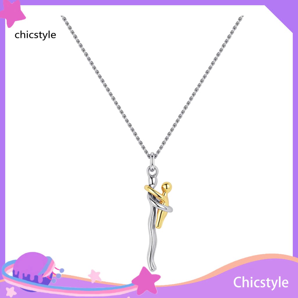Mom Necklace Two-tone Pendant Family Hug Adjustable Chain Silver Gold Emotional Mother Child Jewelry Gift for Women Sout