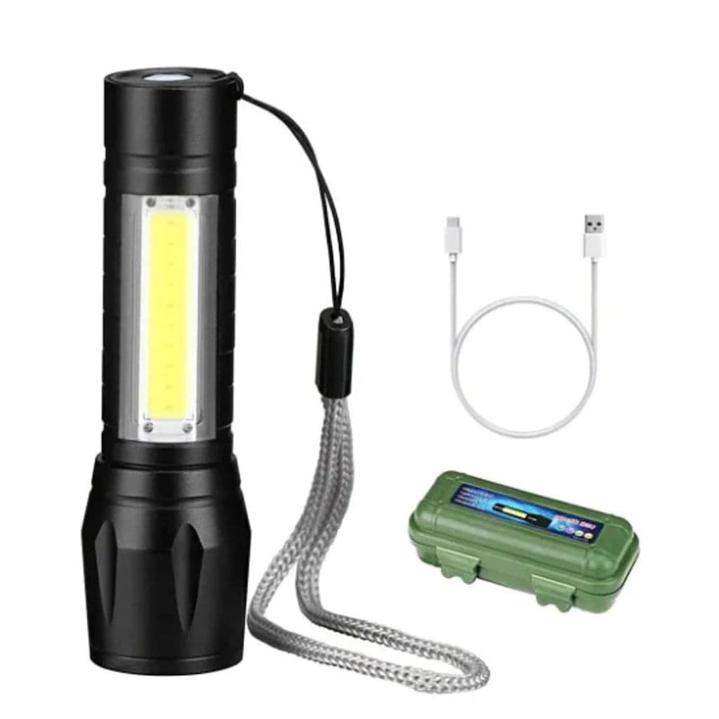 Mini Lanterna Militar De Led Com Foco Regulavel Recarregavel USB