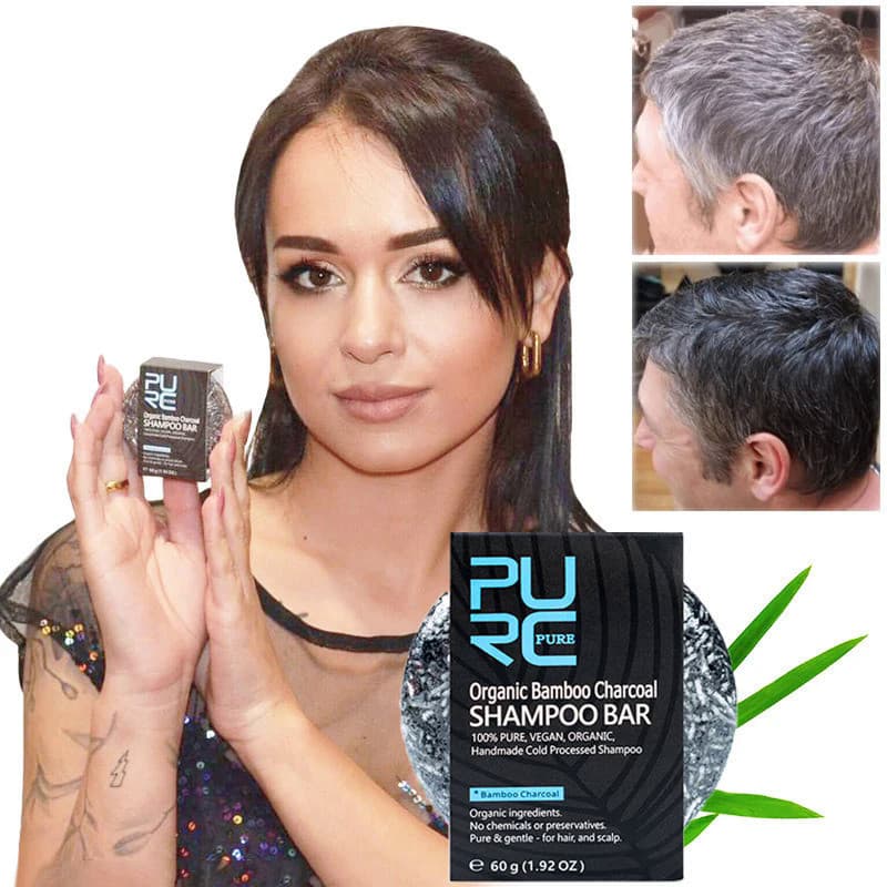 Barra de Shampoo de Carvão de Bambu (para cabelos brancos), Barra de Carvão de Bambu para Cabelos Pretos, Produto de Cui