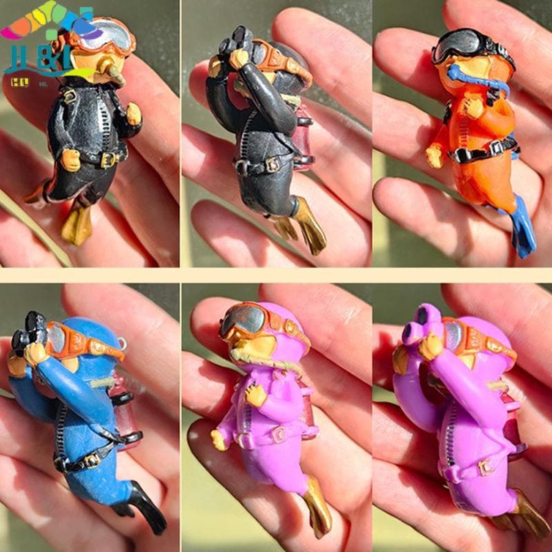 " H & L Kawaii Resina Frogman Enfeites De Aquário Interessante Decoração Flutuante Simulado Mini Mergulhador Acessórios