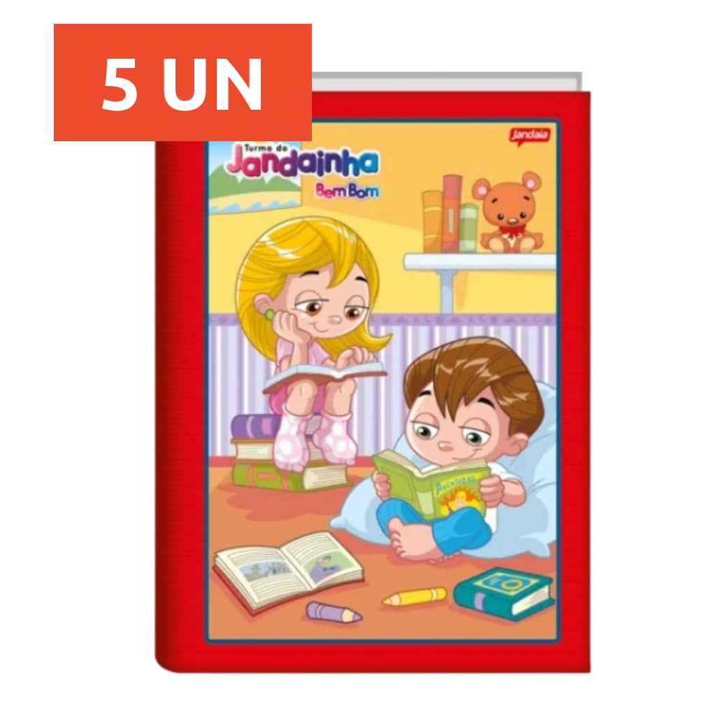 KIT 5 UN CADERNO BEMBOM CAPA DURA VERMELHO 80 FLS PEDAGÓGICO 123X