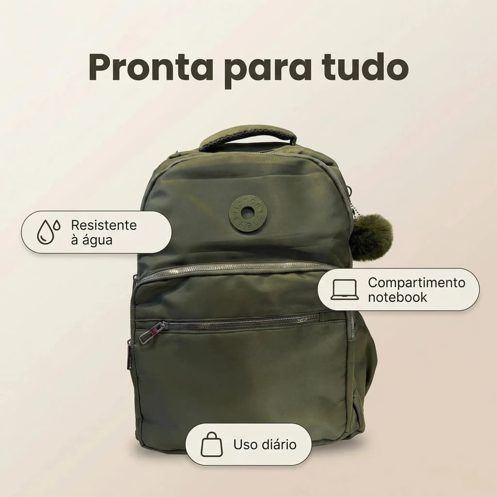 Mochila Reforçada Victoryeagle Escolar Crinkle Nylon Passeio