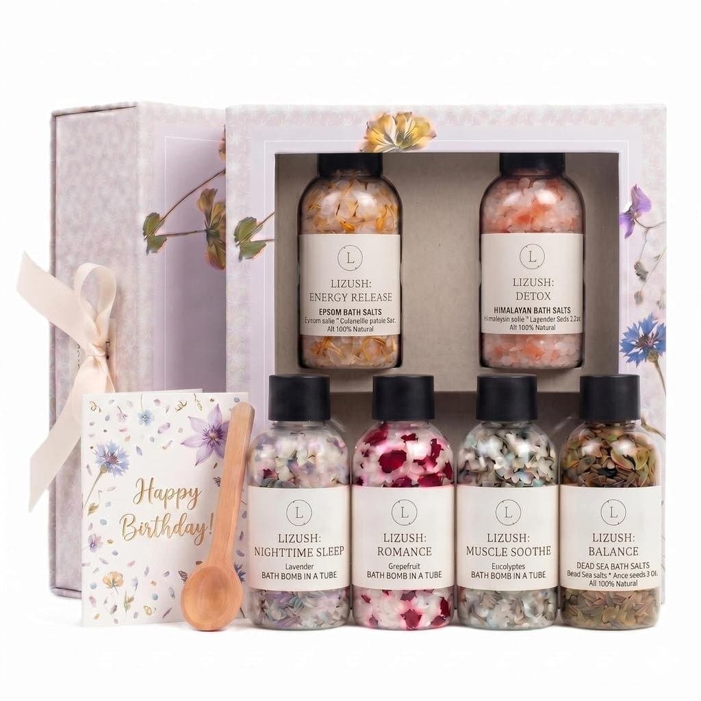 Conjunto de Presente de Sal de Banho Epsom, Sal para Cuidado Pessoal com Óleo Essencial, Presentes para Mulheres, Ela, M