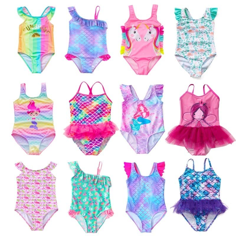 Meninas Maiô De Uma Peça Sereia Escala De Peixe Unicórnio Roupa De Banho Infantil Beachwear 2 3 4 5 6 7 8 Anos