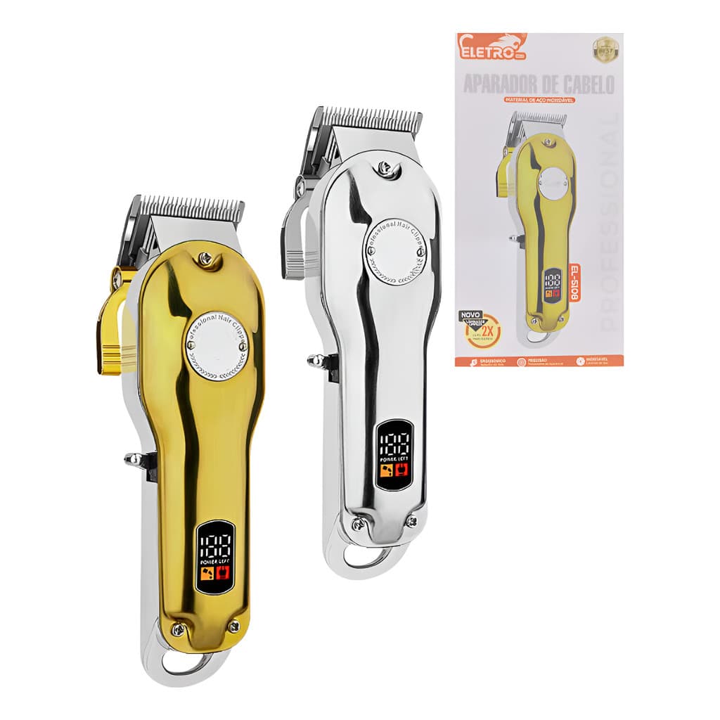 Máquina De Cortar Cabelo Profissional Tela Led Sem Fio Eletr