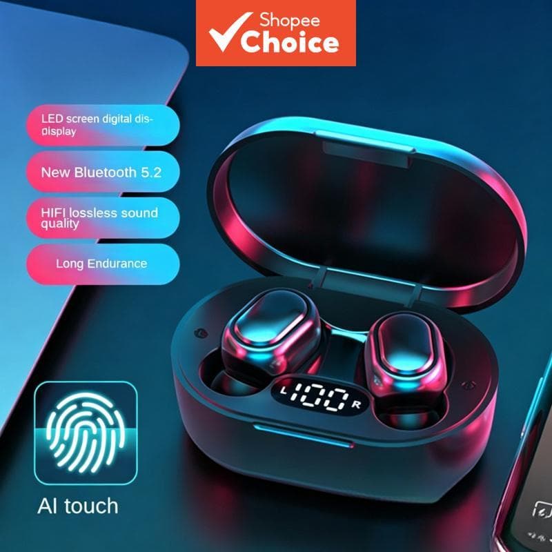 Fones de ouvido E7s TWS Fones de ouvido Bluetooth estéreo sem fio Fones de ouvido esportivos Display LED Compatível com