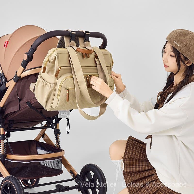 Mochila Maternidade 3 em 1 com Múltiplos Bolsos para Passeios 35x34x16 cm para Passeios Viagem e Dia a Dia