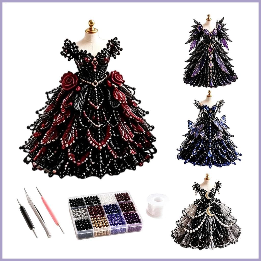 Conjunto De Miçangas 3D Arte De Artesanato Com Tema Festivo Instruções Vestido De Fantasia Artesanal Contas 3D Para Cria