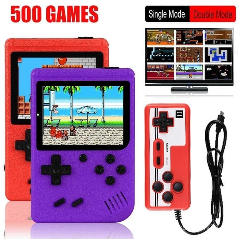 Console de Videogame Portátil Retrô Mini 8-Bit LCD com 500 Jogos Integrados, Console de Jogos Portátil AV para Crianças,