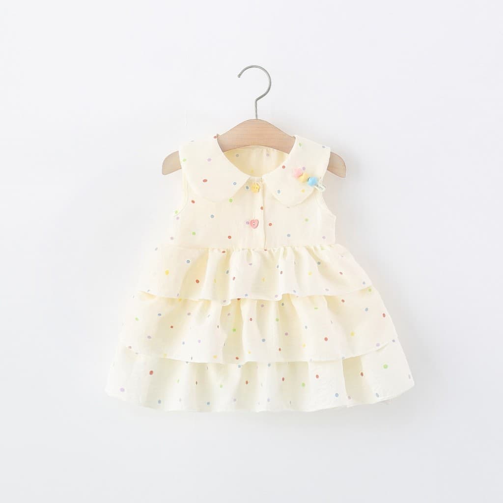 Crianças roupas meninas vestido sem mangas verão crianças meninas bebê dos desenhos animados bolinhas bolo algodão colet