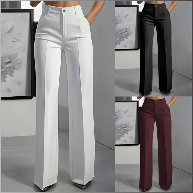 [Cintura Alta Confortável] [Estilo Moderno] [Cintura Alta Elegante] Calça Social/Calça Reta/Moda Feminina Casual/Calça d
