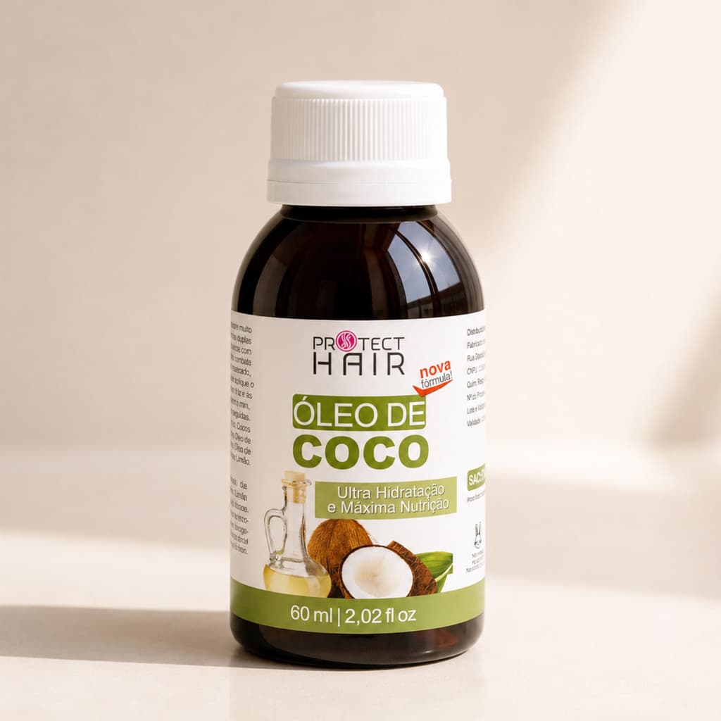 Óleo Vegetal de Coco 60ml para umectação capilar Protect Hair