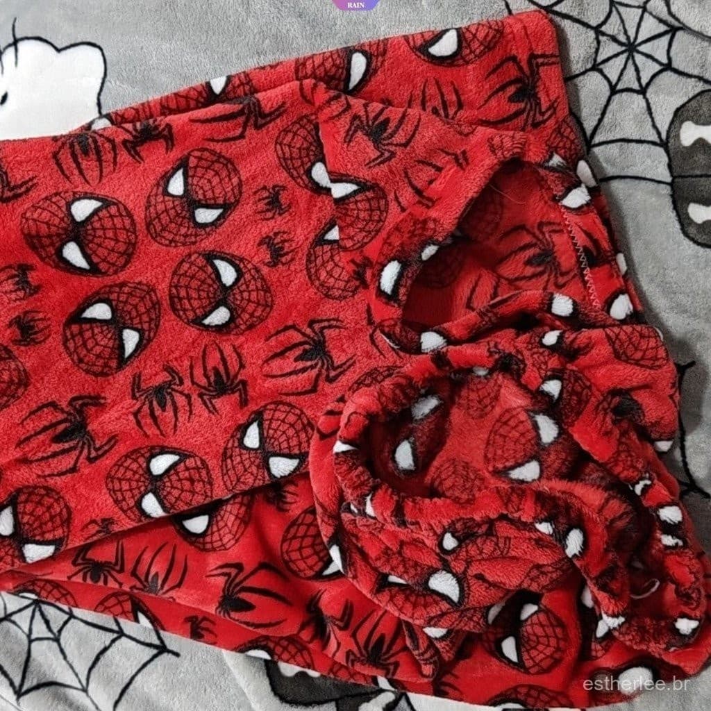 Homem-Aranha HelloKitty Facecloth Pajama Pants Loose Versão Reta Impressão De Modelos Espessos [RAIN]