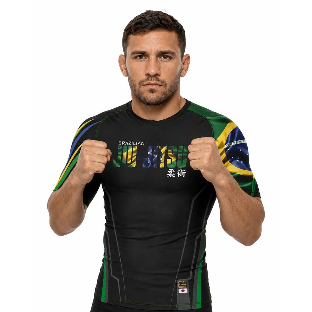 Rash Guard Jiu Jitsu Brasil Dry Fit Faixa Treino Academia