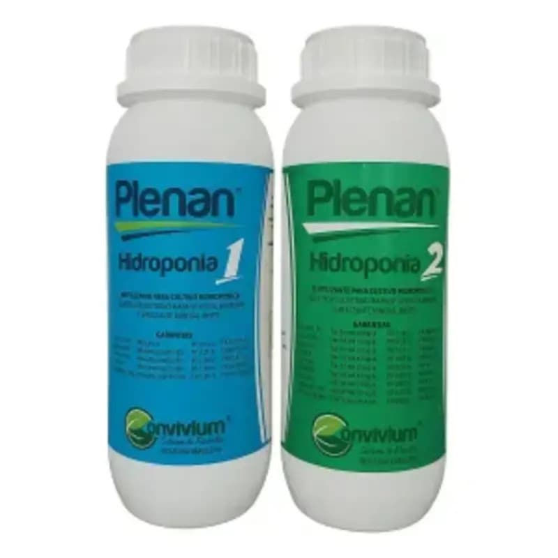 Kit Nutriçao 1000 Litros Completa Hidroponia Liquido Plenan 1 LT 1 e 2