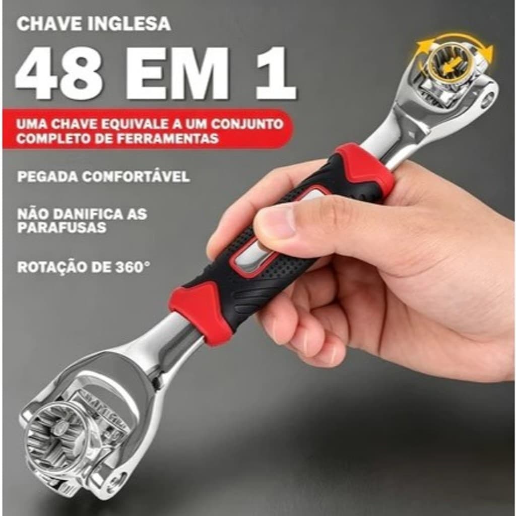 Chave Soquete Universal 48 em 1 Multifuncional 360° Rotativa Ferramenta Mecânica Automotiva F3