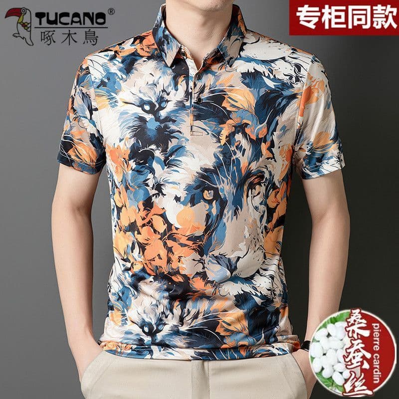 Woodpecker 2025 Moda Masculina Verão Estampada Manga Curta POLO Novo Estilo Lapela Casual Bonito Top20260729
