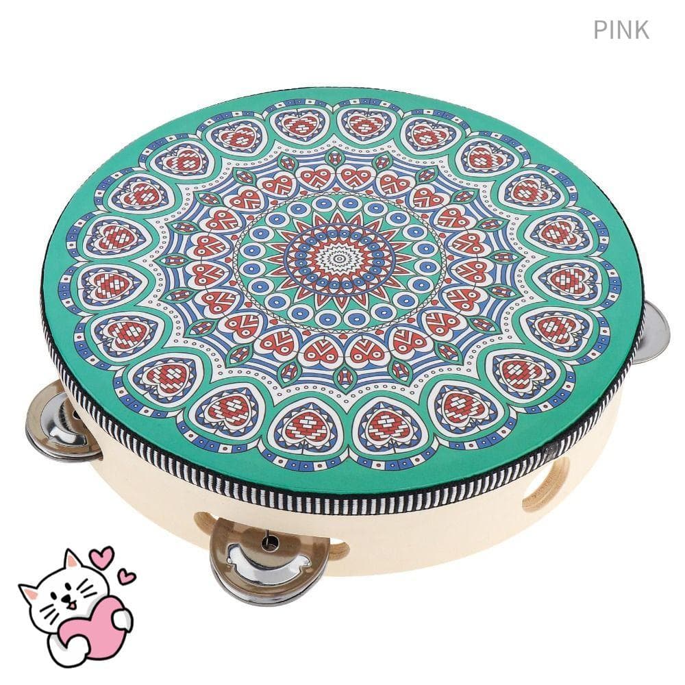 Pandeiro PINK1 Para Adultos , Tambor Portátil De 8 Polegadas , Colorido Com Jingles De Metal