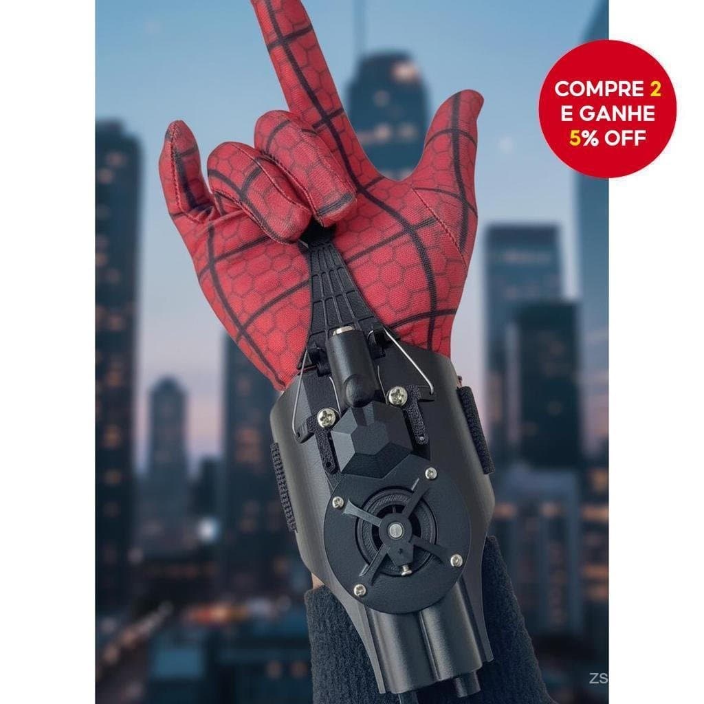 Lançador de Teia de Aranha com Enrolamento Automático, Recarregável, com Ventosas de Pulso e Luvas para Meninos e