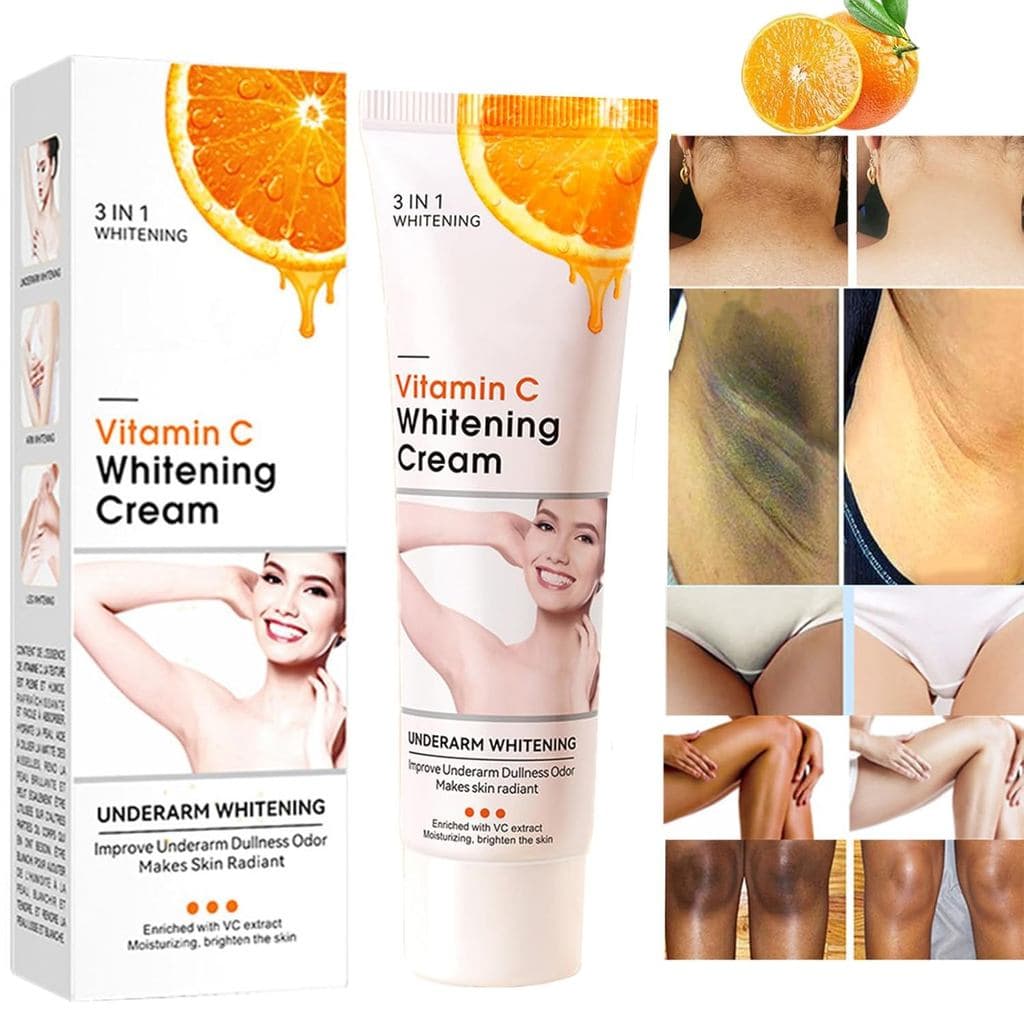 Creme Clareador de Pele com Vitamina C, Removedor de Manchas Escuras para o Rosto, Creme Clareador para Áreas Íntimas, P