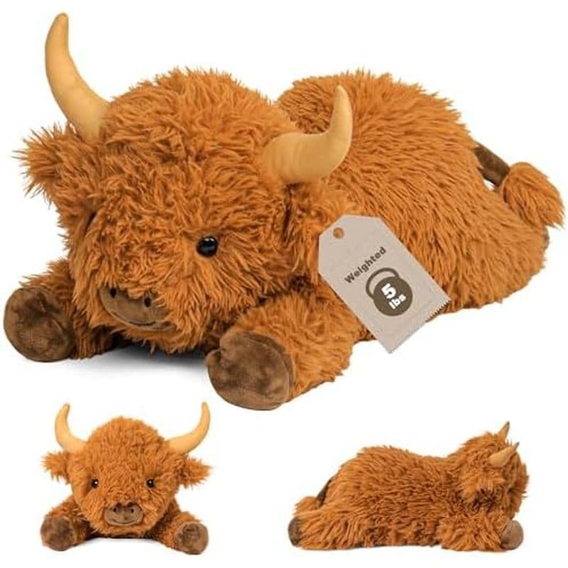 Wepop 5lbs Highland Cow Weighted Bichos De Pelúcia , Brinquedo Gigante De 22 Polegadas , Adorável Bicho Para Crianças E