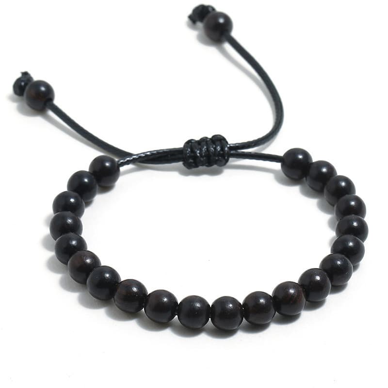 Simples cordão de madeira grânulo pulseira único pequeno presente tamanho ajustável masculino feminino pulseira pequenas