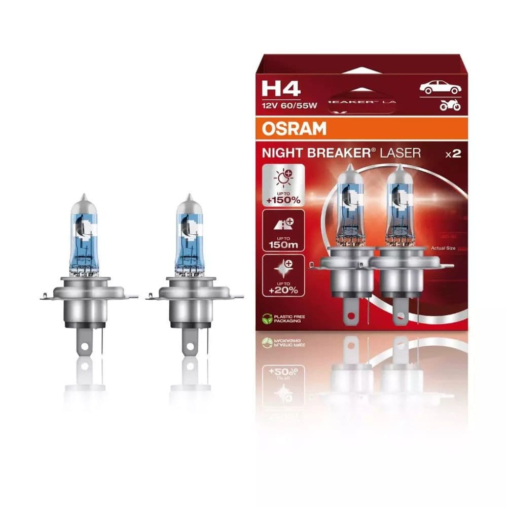 Par de Lâmpadas H4 Osram Night Breaker Laser 55W 12V 64193NL