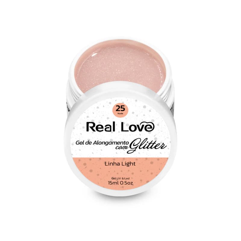 Gel De Alongamento Com Glitter 25 Nude Real Love 15g