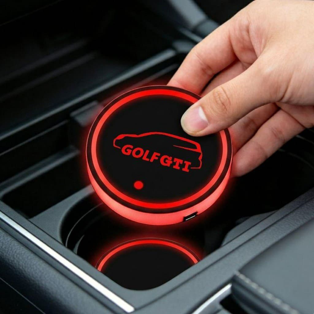 7 Cores Recarregável USB Tapete Porta Copos LED Artigos Automotivos For VW Golf GTI Mk6 Mk7 Mk8 Turbo