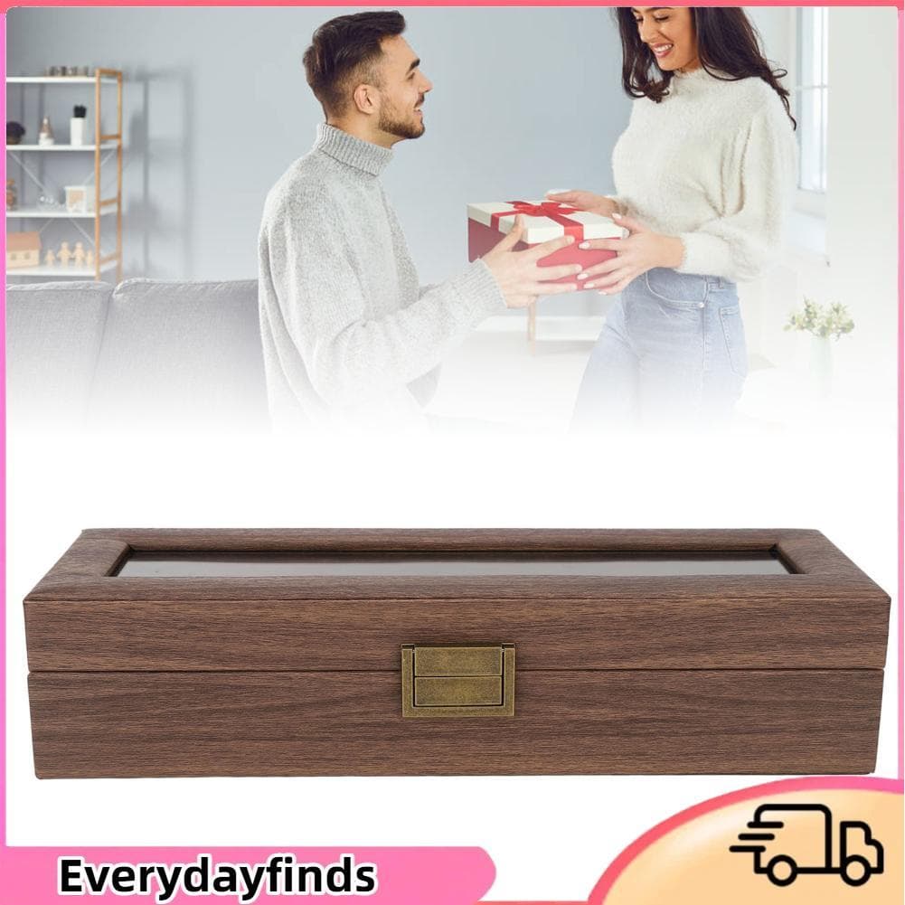 Everydayfinds-br Everydayfinds-br ZJchao Caixa de relógio masculina 6 slots com tela de vidro superior requintada