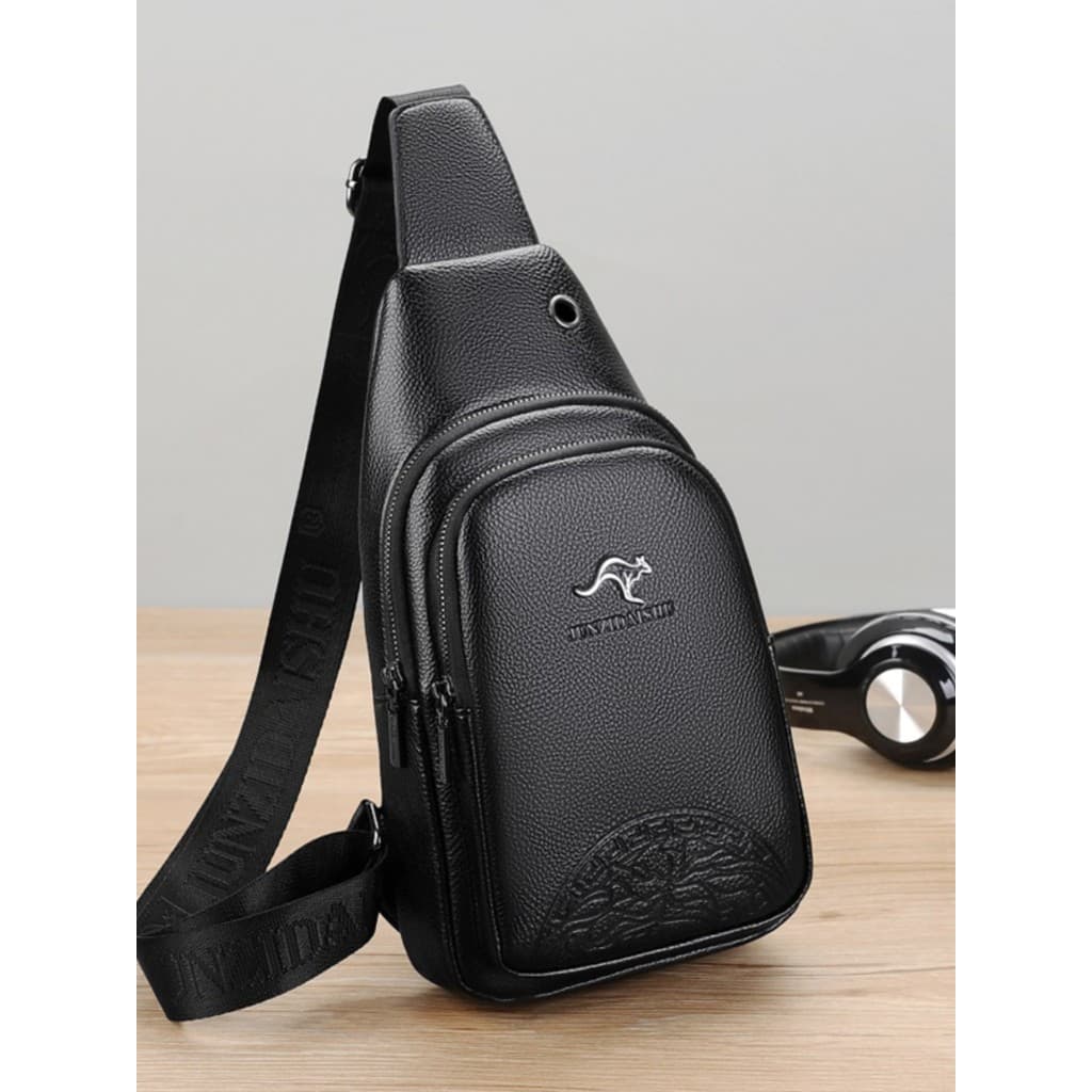 2024 novo estilo bolsa de peito couro macio sentir Casual masculino dupla camada do telefone móvel pequeno saco à prova