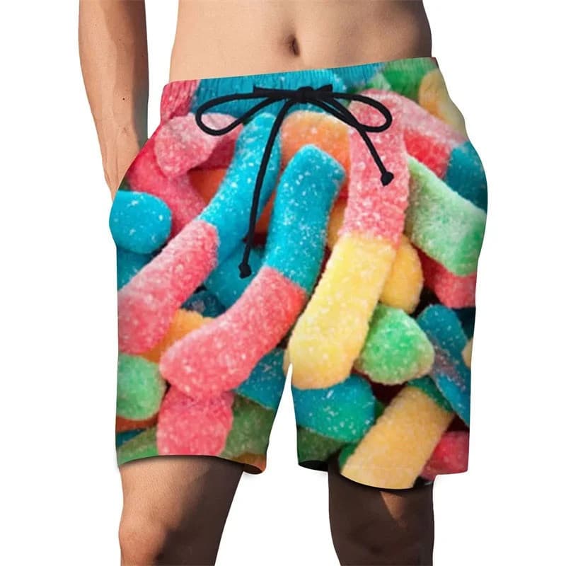 Camiseta Masculina 3d Impresso Shorts De Praia Dos Homens Impressão Digital Doce Padrão Calções De Banho Para Homem Casu