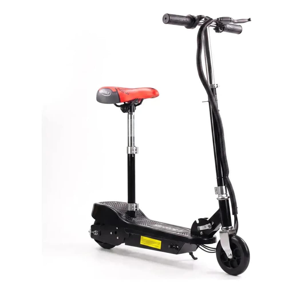Patinete Elétrico Infantil com Banco 120w 24v Bivolt 8km 80kg Scooter Recarregável Preto Infantil PU