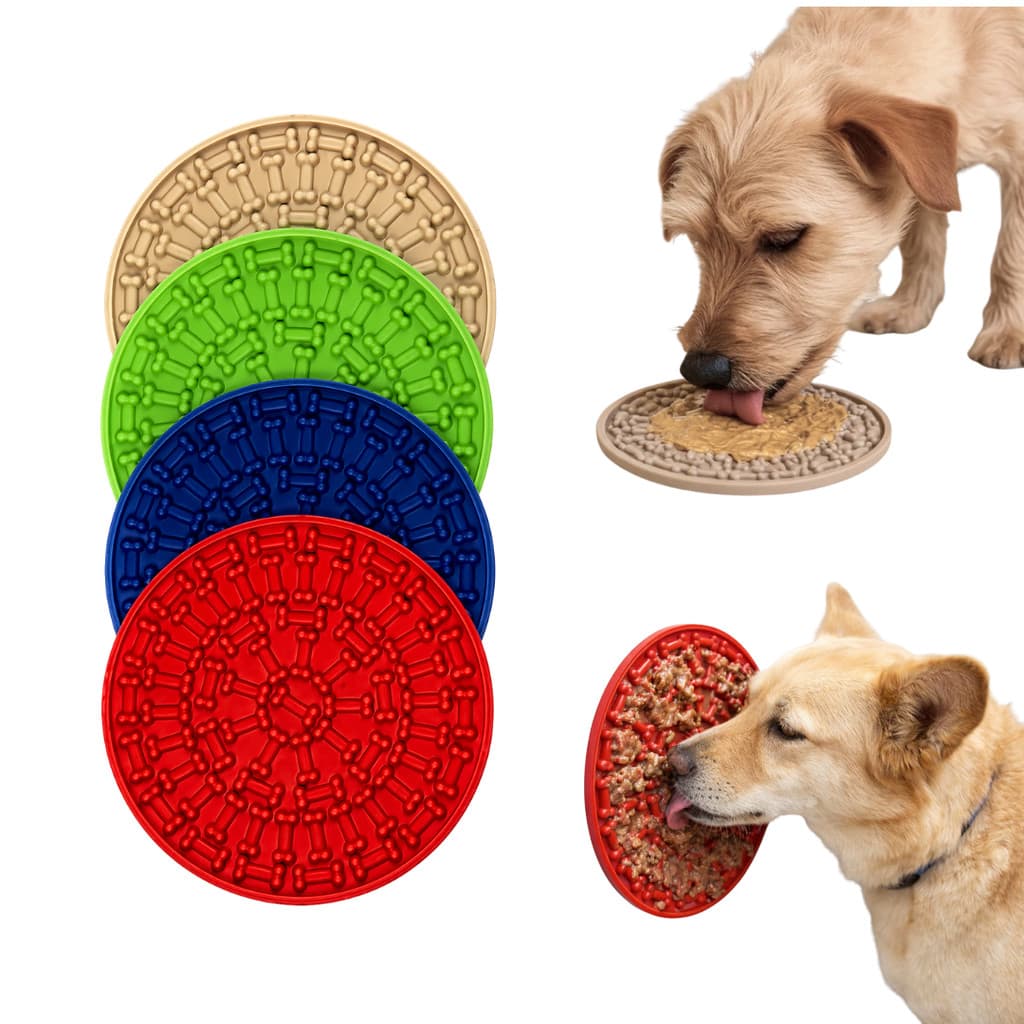 Comedouro Lento Pet Tapete De Lamber Cães E Gatos Redondo