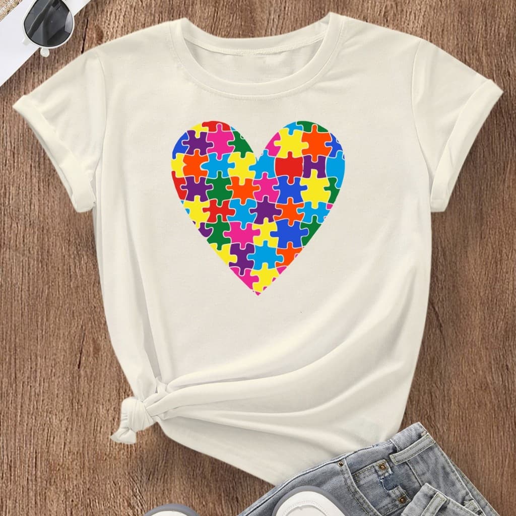 Camiseta Feminina Blusa Amor Autismo T-shirt 100% Algodão