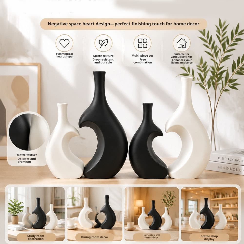 Vaso Oco Abstrato Moderno E Minimalista Recipiente De Flores De Plástico Decoração Para Casa