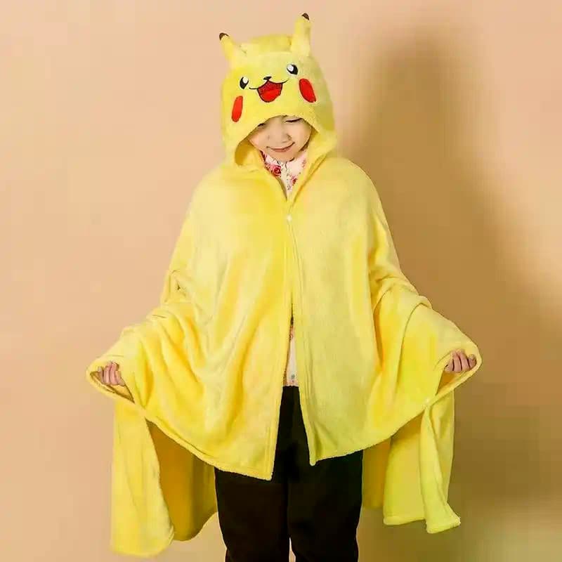 [JPJ] Cartoon Cute Pikachu Style Homens Mulheres Tamanho Grande Xale Quente, Verão Ar Condicionado Sala Almoço Cobertor